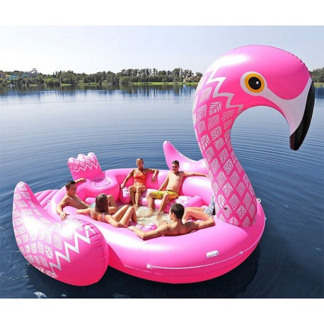 bateau gonflable flamant rose